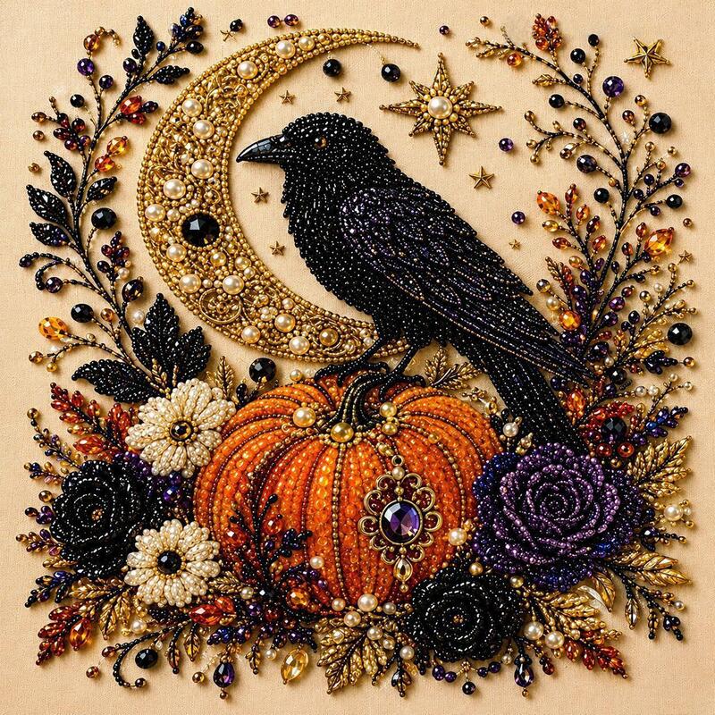 Spooky Ghost Diamond Art Kit, Halloween DIY Wall Decor for Adults &amp; Beginners, Full Drill Gem Painting