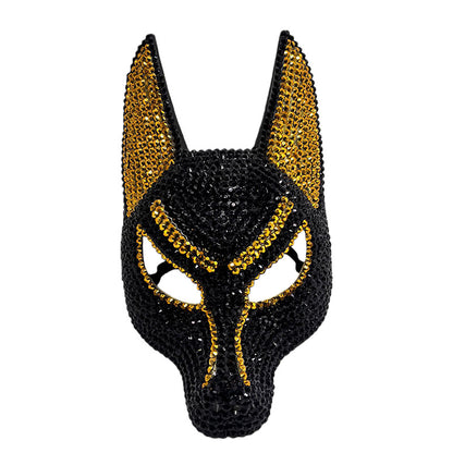 Sparkly Anubis Mask, Rhinestone Egyptian God Mask for Halloween &amp; Masquerade Party