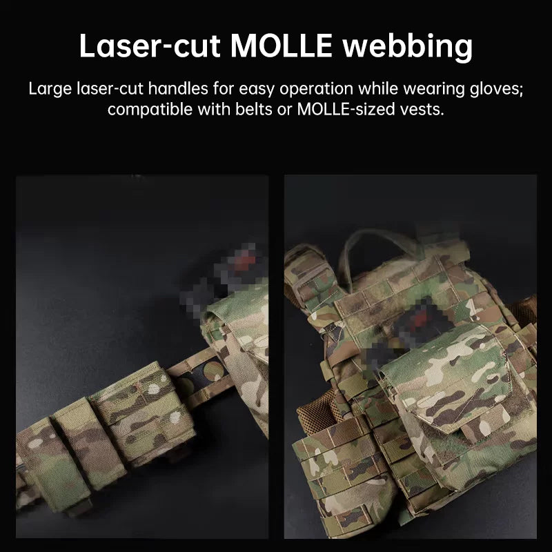 Tactical Laser Cut MOLLE Admin Pouch, Multi-Use Utility Bag for 5.56 &amp; 9mm Mag Storage, First Aid &amp; EDC Organizer