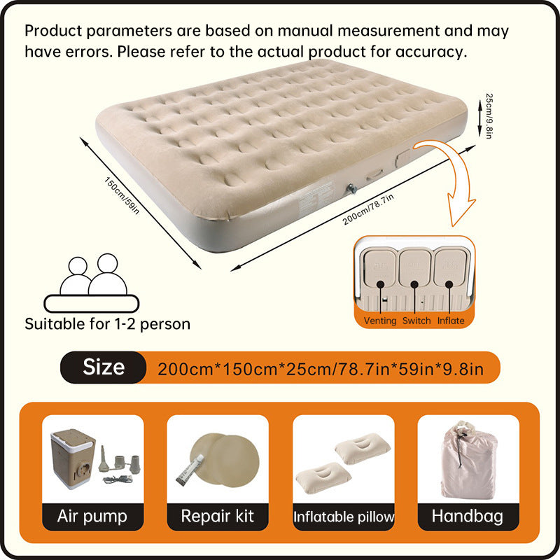 One-Touch Self-Inflating Air Mattress with Built-in Pump – Portable, Moisture-Resistant Camping &amp; Travel Air Bed