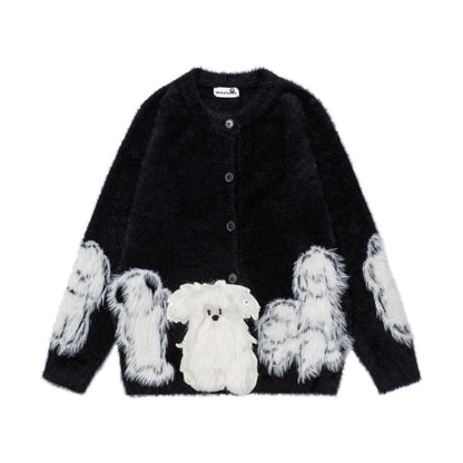 Cartoon plush dog embroidered loose sweater