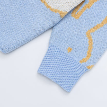 Cartoon jacquard round neck sweater