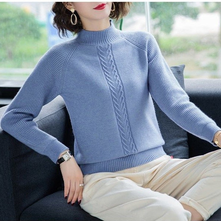 Sweater loose semi high neck autumn and winter