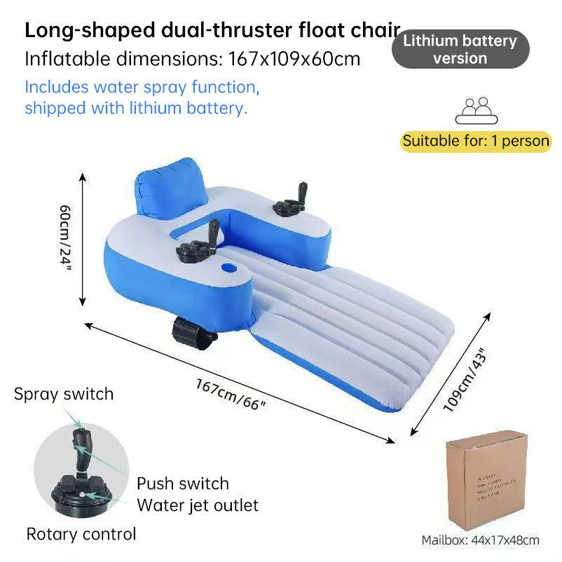 PowerFloat – Electric Propeller Inflatable Lounge Chair, Hands-Free Pool &amp; Lake Cruiser