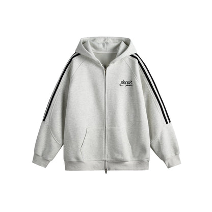 Letter Embroidery Three-Stripe Casual Sports Hoodie Men
