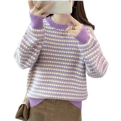 Round neck jacquard knit undershirt with knitted base