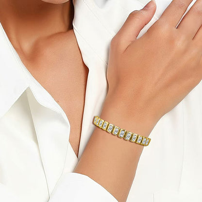 BLUEONE Square Full Zircon Tennis Bracelet for Men and Women, Elegant Hip Hop Jewelry Accessory