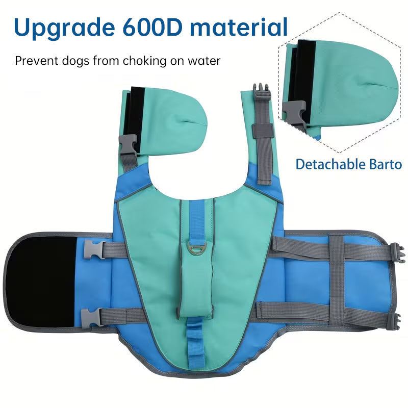 Adjustable Dog Life Vest with Reflective Stripes – High Buoyancy, Breathable Safety Jacket for Water Sports &amp; Swimming