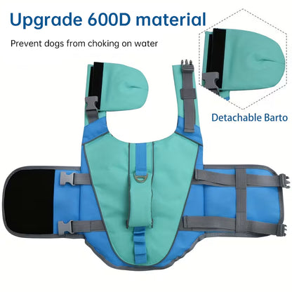 Adjustable Dog Life Vest with Reflective Stripes – High Buoyancy, Breathable Safety Jacket for Water Sports &amp; Swimming