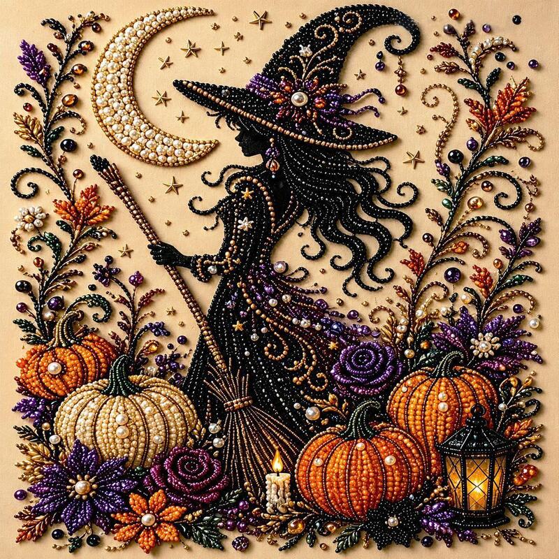 Spooky Ghost Diamond Art Kit, Halloween DIY Wall Decor for Adults &amp; Beginners, Full Drill Gem Painting