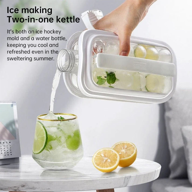 2-in-1 Portable Folding Ice Ball Maker Bottle, Silicone Freezer Ice Mold &amp; Water Bottle for Cocktails, Travel, Gym