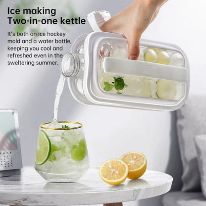 2-in-1 Portable Folding Ice Ball Maker Bottle, Silicone Freezer Ice Mold &amp; Water Bottle for Cocktails, Travel, Gym