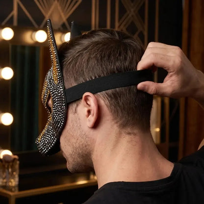 Sparkly Anubis Mask, Rhinestone Egyptian God Mask for Halloween &amp; Masquerade Party