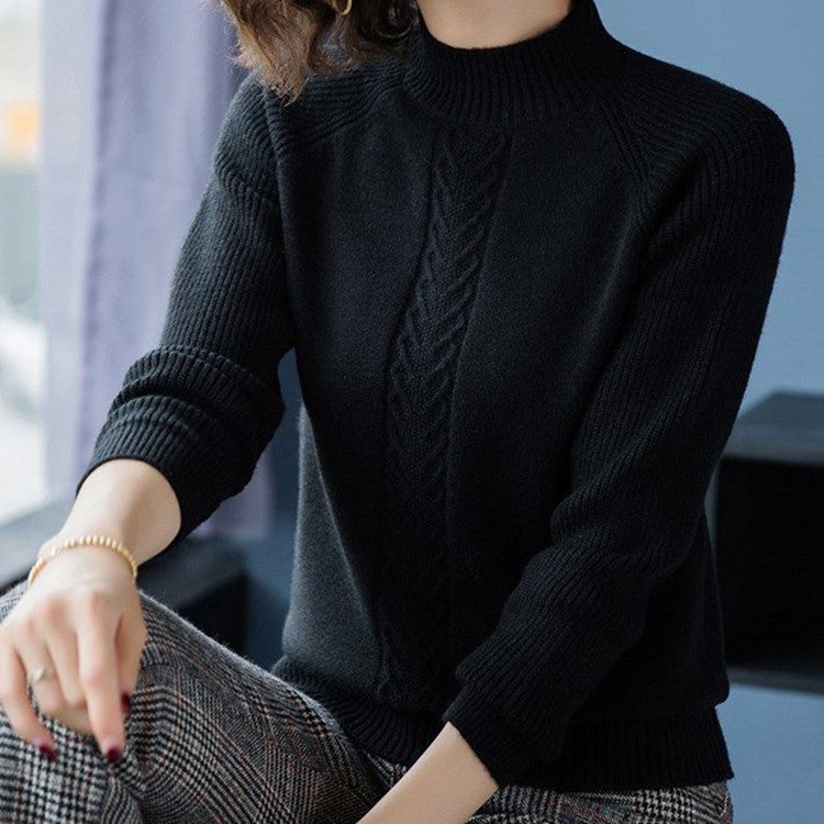 Sweater loose semi high neck autumn and winter