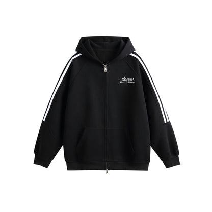 Letter Embroidery Three-Stripe Casual Sports Hoodie Men