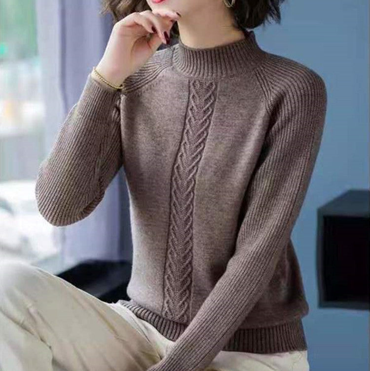 Sweater loose semi high neck autumn and winter