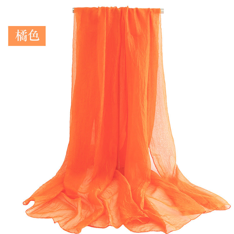 Candy Summer New Sun Protection Shawl Chiffon Imitation Silk Scarf Seaside Beach Towel Solid Color Silk Scarf Scarf Wholesale