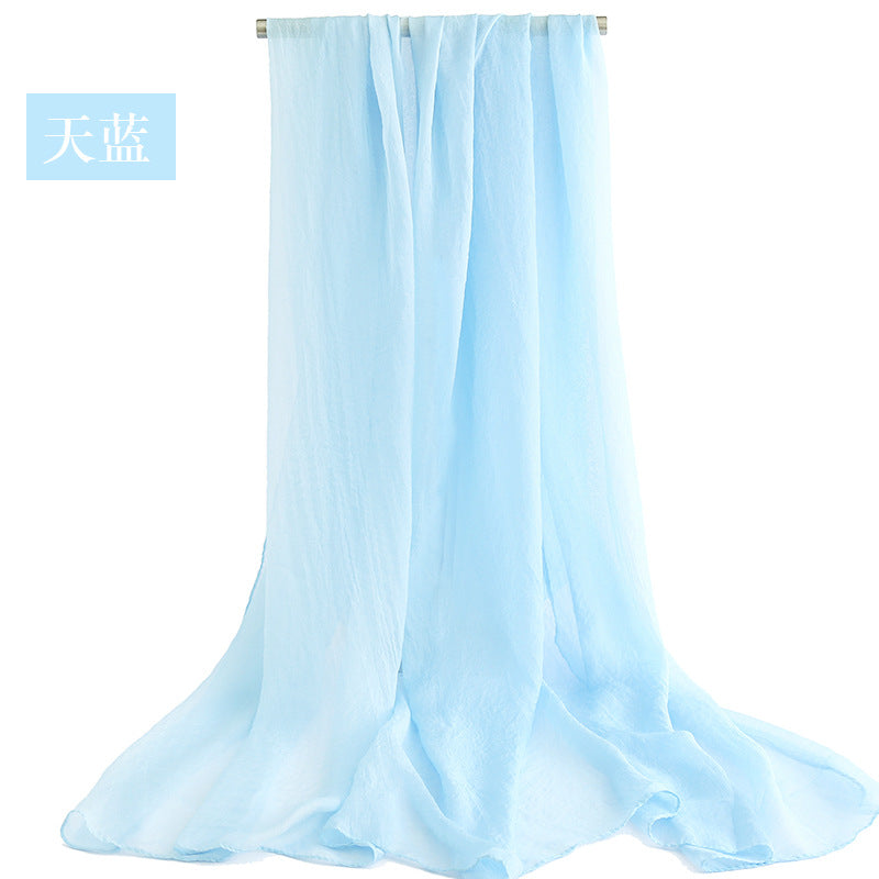 Candy Summer New Sun Protection Shawl Chiffon Imitation Silk Scarf Seaside Beach Towel Solid Color Silk Scarf Scarf Wholesale