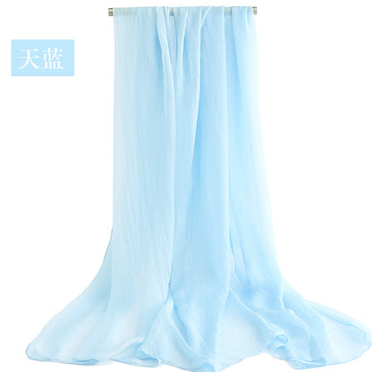 Candy Summer New Sun Protection Shawl Chiffon Imitation Silk Scarf Seaside Beach Towel Solid Color Silk Scarf Scarf Wholesale