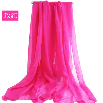 Candy Summer New Sun Protection Shawl Chiffon Imitation Silk Scarf Seaside Beach Towel Solid Color Silk Scarf Scarf Wholesale