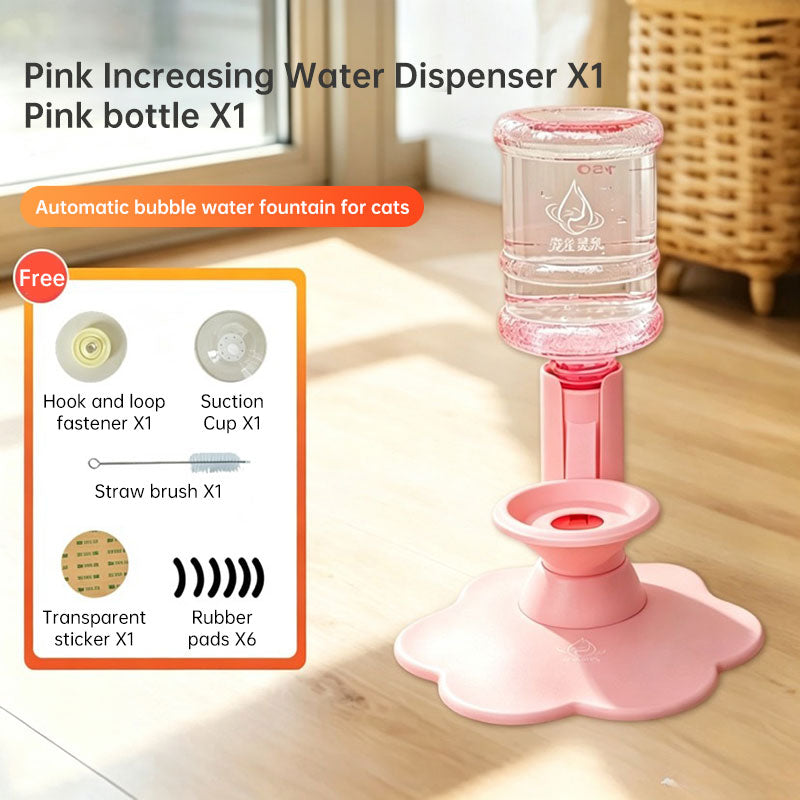 Gravity Cat Water Dispenser, No Electricity, Filter-Free, Adjustable Height Pet Fountain for Cats &amp; Small Dogs
