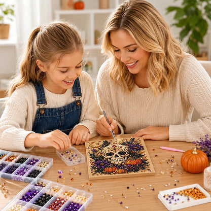 Spooky Ghost Diamond Art Kit, Halloween DIY Wall Decor for Adults &amp; Beginners, Full Drill Gem Painting