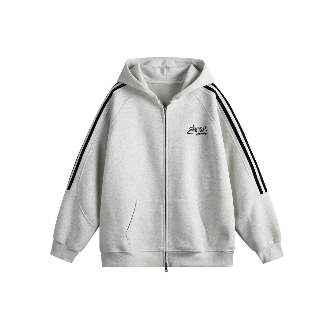 Letter Embroidery Three-Stripe Casual Sports Hoodie Men