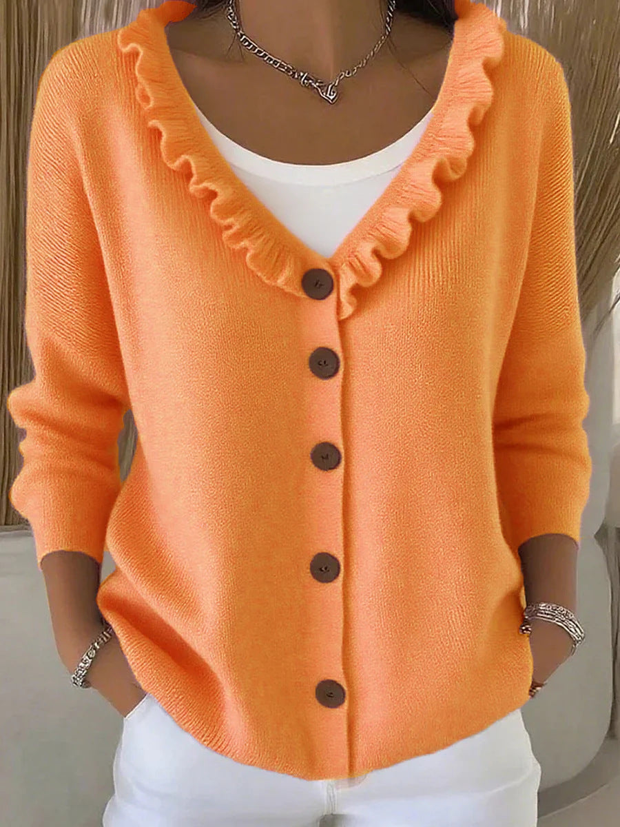 Knitted cardigan casual V-neck sweater jacket for women