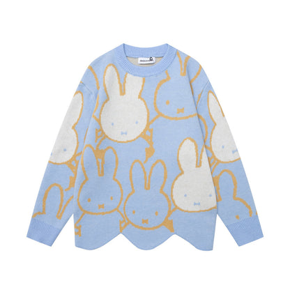Cartoon jacquard round neck sweater