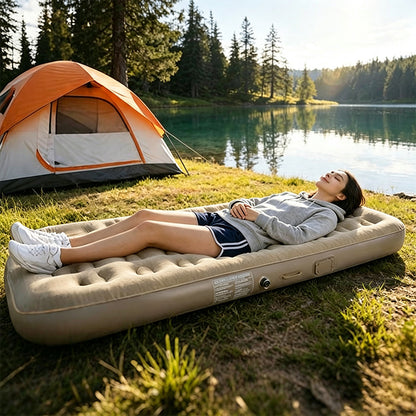 One-Touch Self-Inflating Air Mattress with Built-in Pump – Portable, Moisture-Resistant Camping &amp; Travel Air Bed