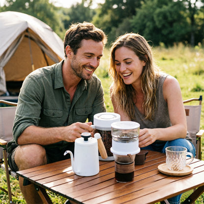 Mini Electric Coffee Grinder &amp; Brewer – Automatic Drip Coffee Maker with Stirring Cup