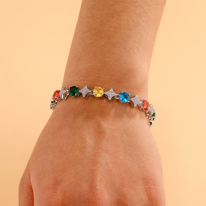 4MM Tennis Chain, 6MM Copper Zirconia Star Hip-hop Necklace, 8MM Starburst Bracelet Anklet, Factory