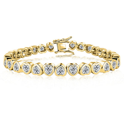 Romantic Trimmed Heart Shape 3A Zirconia Love Bracelet Copper Electroplated Gold Fashion Trendy