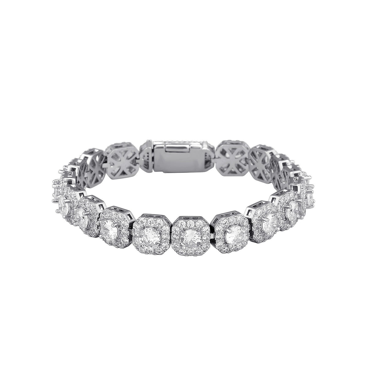 Fashion Trendy Ice Sugar Chain Cuban Chain Ice Sugar Link 5A Zircon Tennis Bracelet Flip Cover Men&