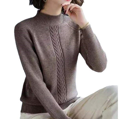 Sweater loose semi high neck autumn and winter