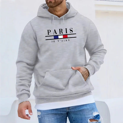 Casual Printed Long Sleeve Hoodie for Men, Loose Fit, Couple Sweatshirt