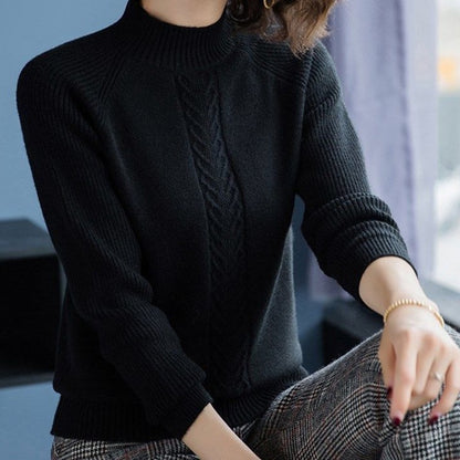 Sweater loose semi high neck autumn and winter