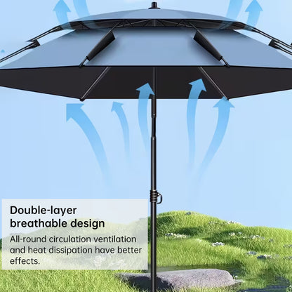 6.6FT Double Canopy Beach Umbrella – UV Protective, Waterproof Sun Shade for Garden, Camping &amp; Fishing