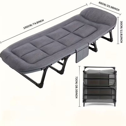 Adjustable Portable Folding Chair Space Saving with Side Pocket for Bedroom Office Outdoor Camping Compact