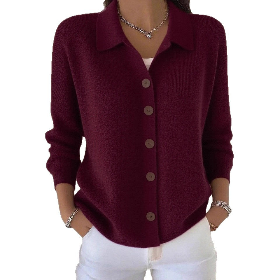 Knitted cardigan button women&