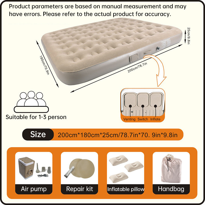 One-Touch Self-Inflating Air Mattress with Built-in Pump – Portable, Moisture-Resistant Camping &amp; Travel Air Bed