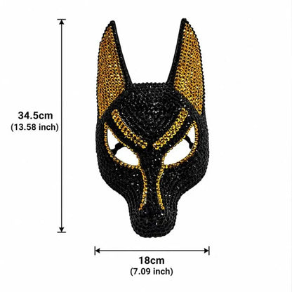 Sparkly Anubis Mask, Rhinestone Egyptian God Mask for Halloween &amp; Masquerade Party