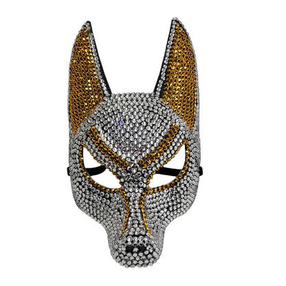 Sparkly Anubis Mask, Rhinestone Egyptian God Mask for Halloween &amp; Masquerade Party
