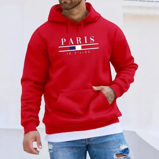 Casual Printed Long Sleeve Hoodie for Men, Loose Fit, Couple Sweatshirt
