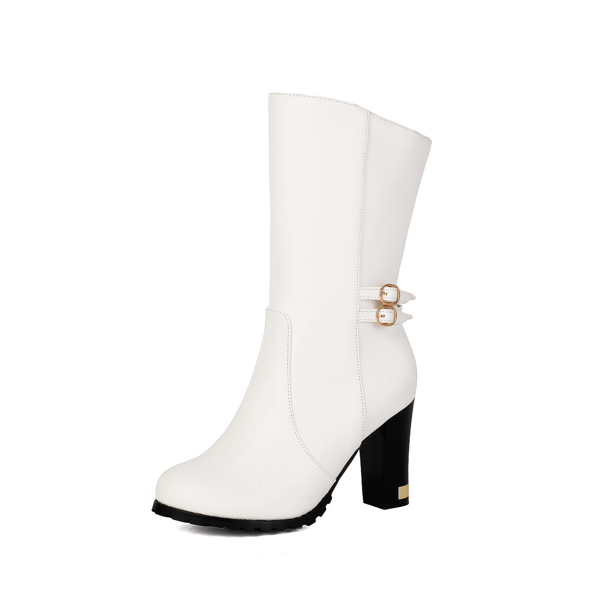 Fashion High-Heeled Mid-Calf Boots for Women, Solid Color with Side ZipperTrendy Autumn/Winter Style Made to order, ships in 7 days
