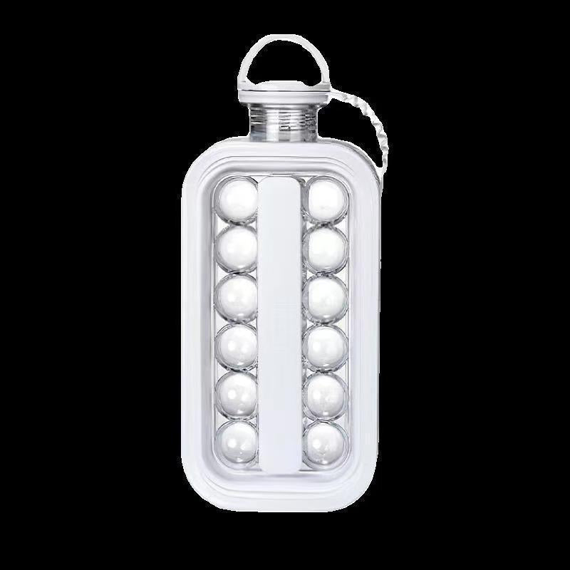 2-in-1 Portable Folding Ice Ball Maker Bottle, Silicone Freezer Ice Mold &amp; Water Bottle for Cocktails, Travel, Gym