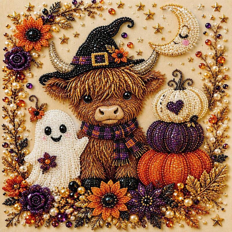 Spooky Ghost Diamond Art Kit, Halloween DIY Wall Decor for Adults &amp; Beginners, Full Drill Gem Painting