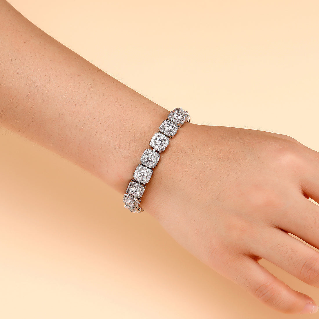 Fashion Trendy Ice Sugar Chain Cuban Chain Ice Sugar Link 5A Zircon Tennis Bracelet Flip Cover Men&