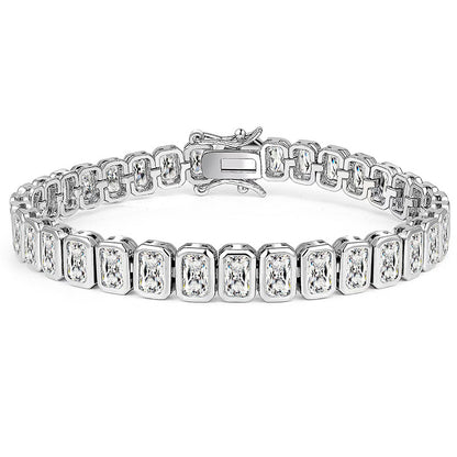 BLUEONE Square Full Zircon Tennis Bracelet for Men and Women, Elegant Hip Hop Jewelry Accessory