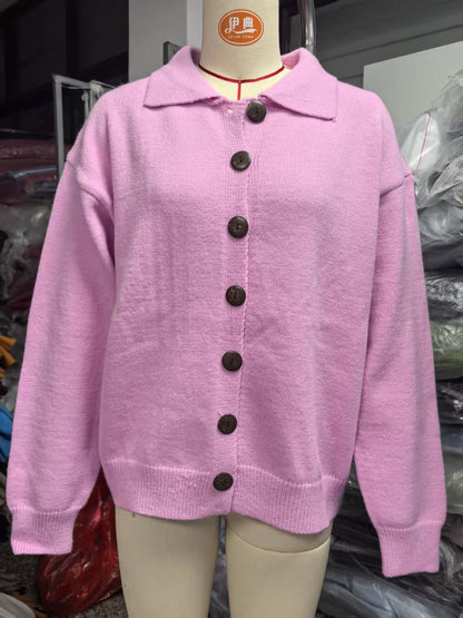 Knitted cardigan button women&